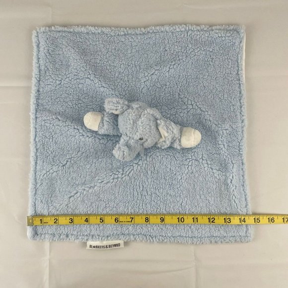 Blankets & Beyond Blue Elephant 14" Lovey Baby Security Blanket Furry Sherpa HTF - Picture 6 of 6